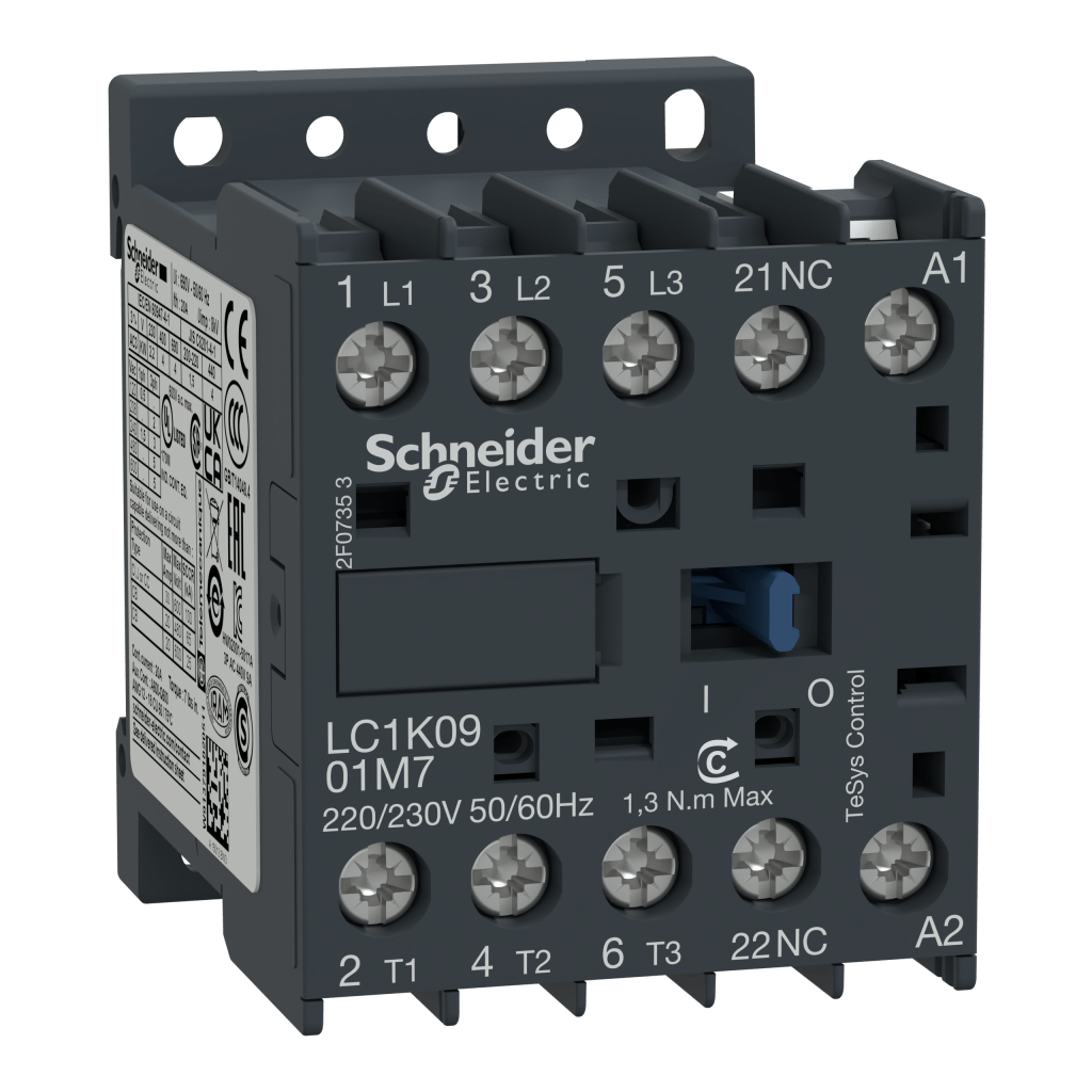 LC1K0901F7 - TeSys K contactor - 3P - AC-3 <= 440 V 9 A - 1 NC aux. - 110 V AC coil Schneider Electric