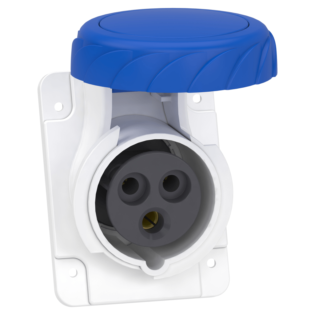 PKF16F723 - PratiKa socket - screw - angled - 16A - 2P + E - 200...250 V AC - panel Schneider Electric