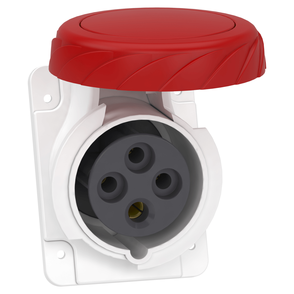 PKF16F734 - PratiKa socket - screw - angled - 16A - 3P + E - 380...415 V AC - panel Schneider Electric