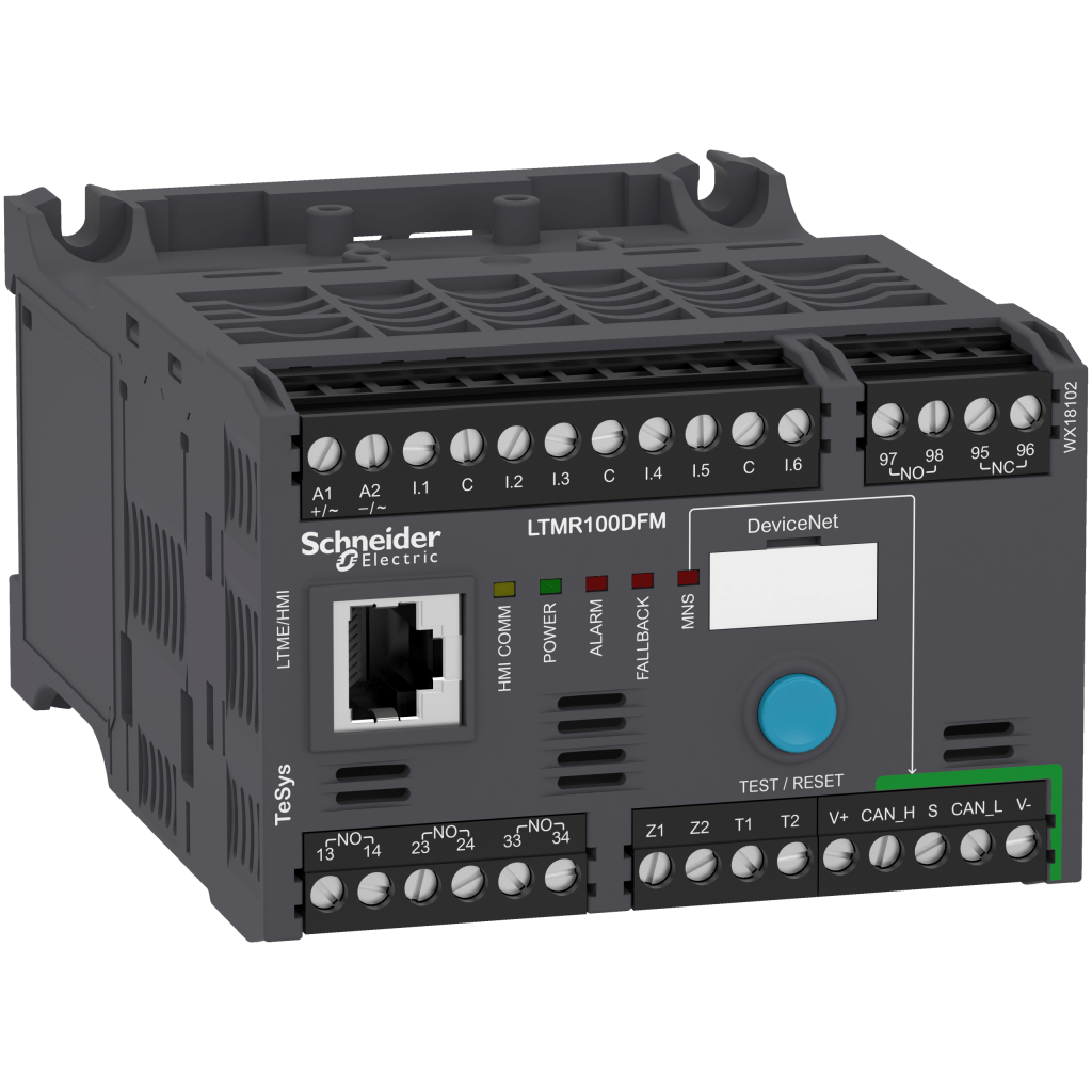 LTMR100DFM - Motor Management, TeSys T, motor controller, DeviceNet, 6 logic inputs, 3 relay logic outputs, 5 to 100A, 100 to 240VAC Schneider Electric