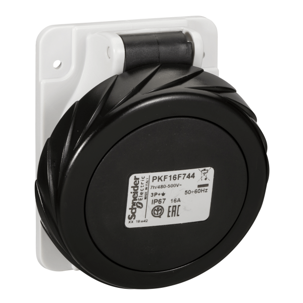 PKF16F744 — PKF16F744 - PratiKa socket - screw - angled - 16A - 3P + E - 480...500 V AC - panel Schneider Electric