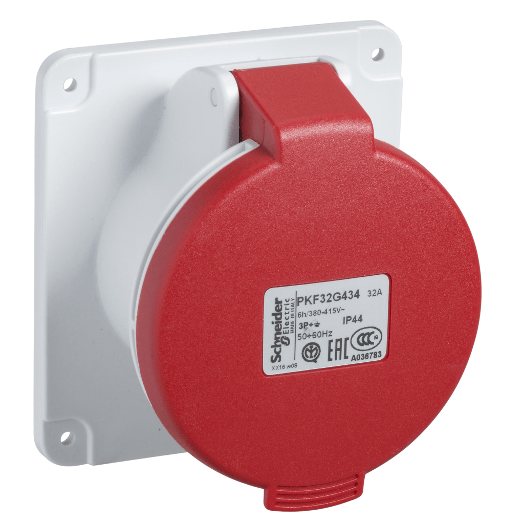 PKF16G433 - PratiKa socket - screw - straight - 16A - 2P + E - 380...415 V AC - panel Schneider Electric