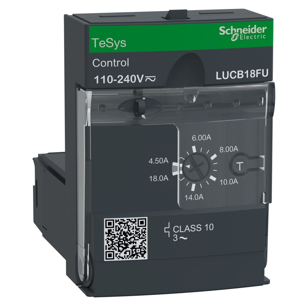 LUCB18FU - Advanced control unit, TeSys U, 4.5-18A, 3P motors, protection & diagnostic, class 10, coil 110-240V AC/DC Schneider Electric
