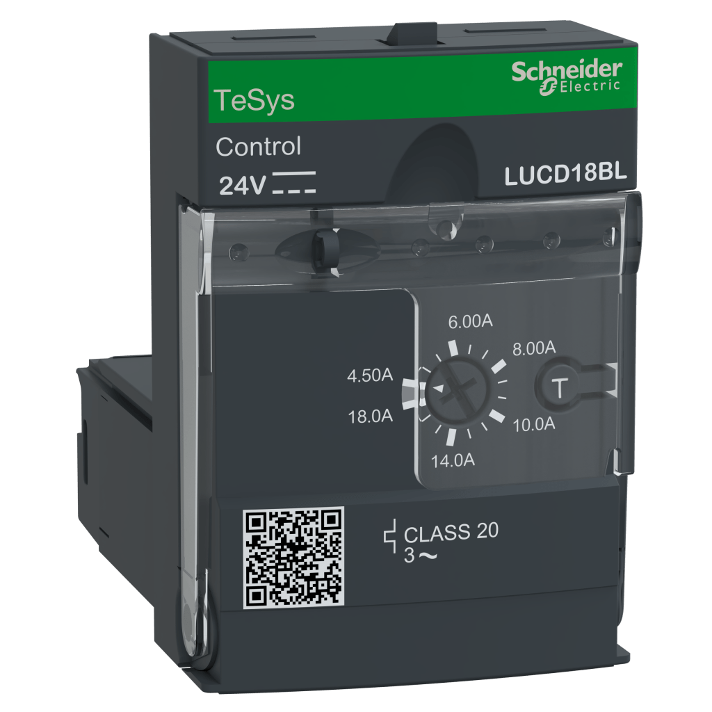 LUCD18BL - Advanced control unit, TeSys U, 4.5-18A, 3P motors, protection & diagnostic, class 20, coil 24V DC Schneider Electric