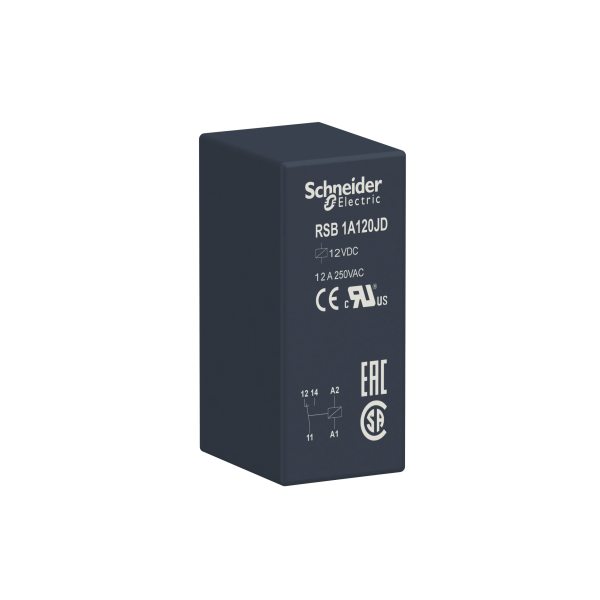 Harmony, Interface plug-in relay, 12 A, 1 CO, 12 V DC Schneider Electric