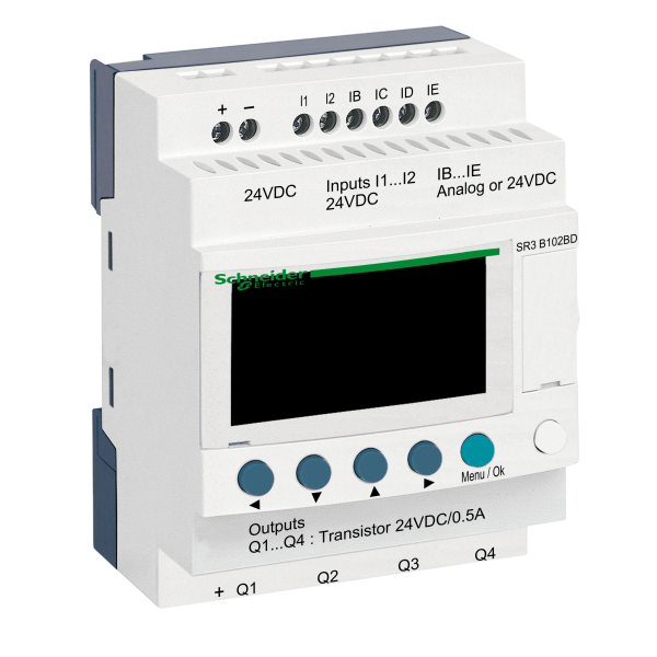 SR3B102BD — SR3B102BD - Modular smart relay, Zelio Logic, 10 I/O, 24 V DC, clock, display Telemecanique