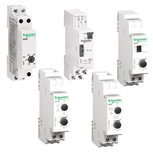 CCT15233 — CCT15233 - Acti9 - MINp - silent electronic timer - adjustable from 0.5 to 60 minutes Schneider Electric