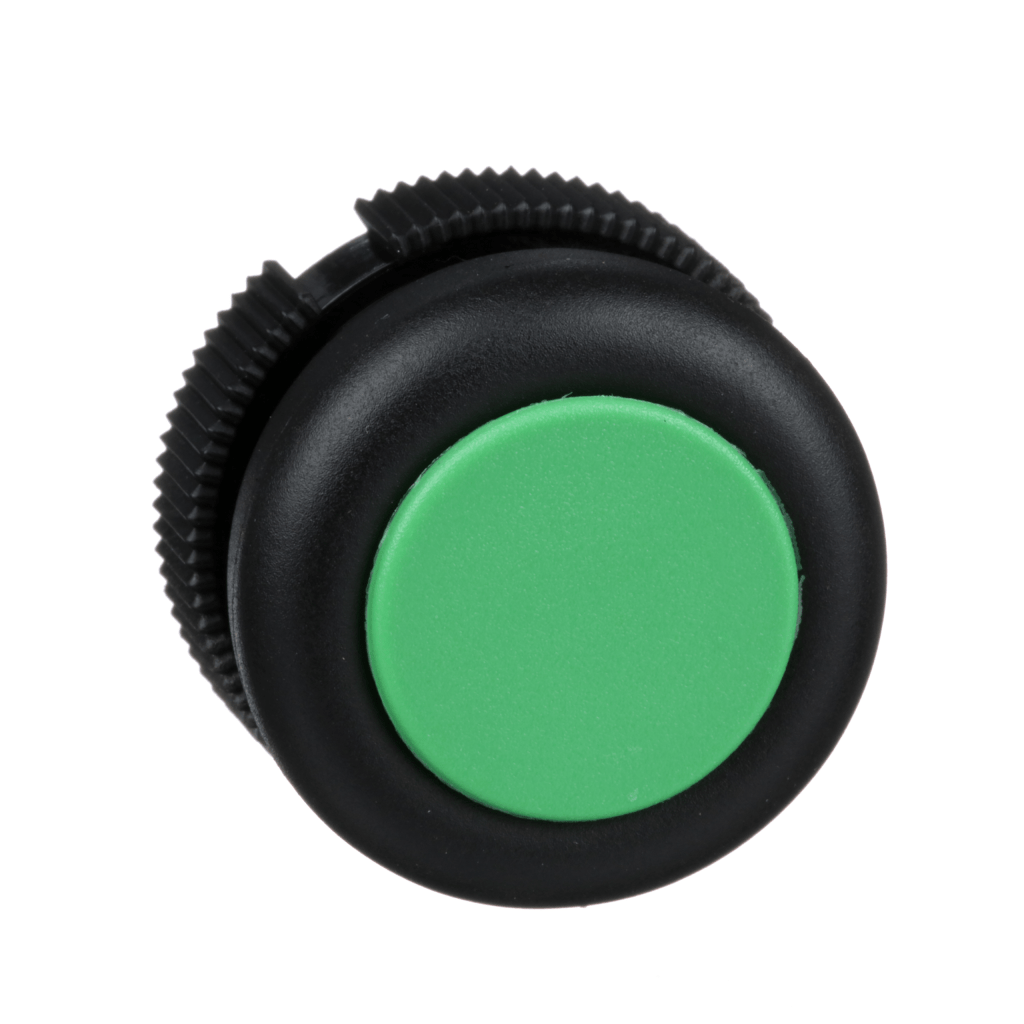 XACA9413 - Harmony XAC, Push button head, plastic, green, booted, spring return Schneider Electric
