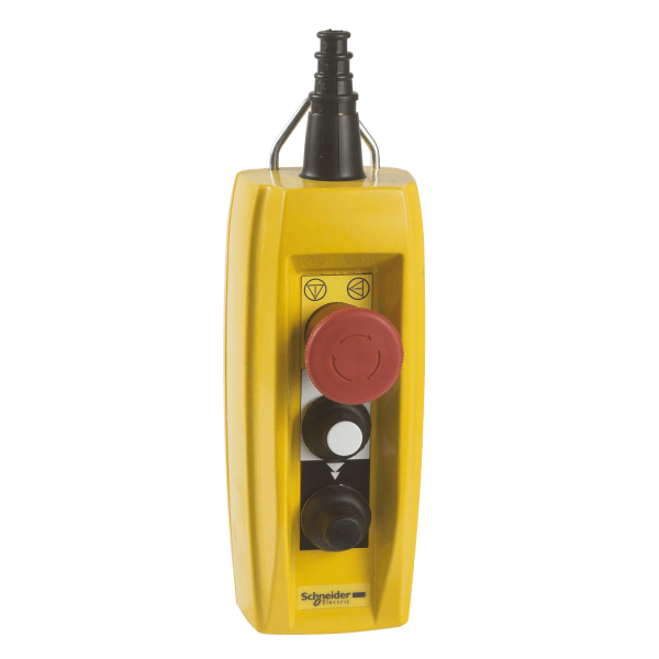 XACB3291 — XACB3291 - Harmony XAC, Pendant control station, plastic, yellow, 2 push buttons, 1 emergency stop Schneider Electric