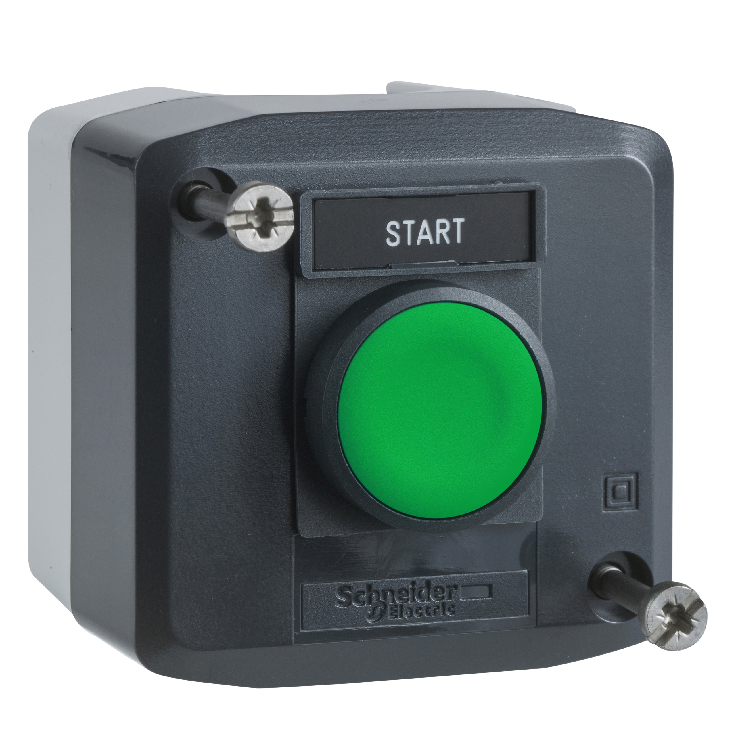 XALD101H29 - Complete control station, Harmony XALD, dark grey 1 green flush pushbutton Ø22 mm spring return 1 NO "Start" Schneider Electric