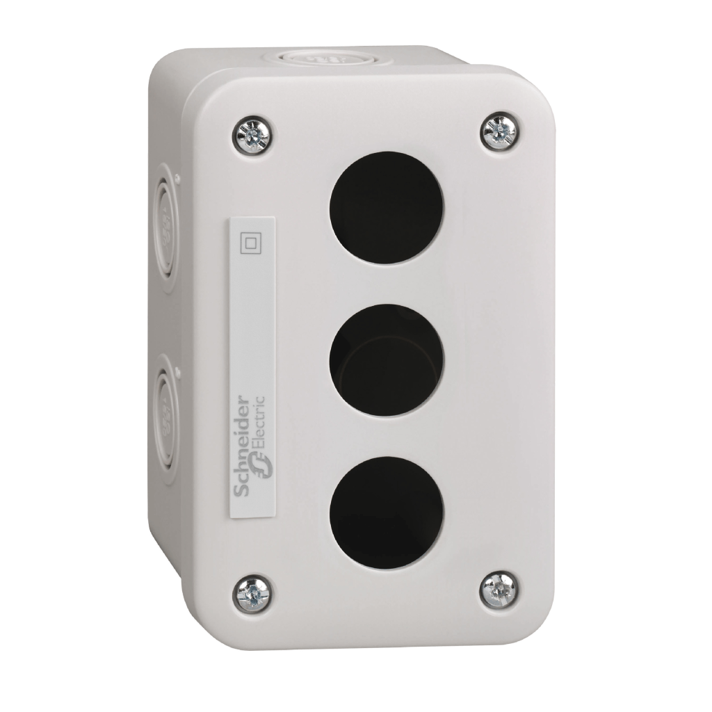 XALE3 - Harmony XALE, Empty control station, plastic, light grey, 3 cut-outs, for XB7 Schneider Electric