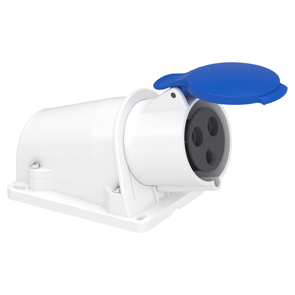 PKF32W423 - PratiKa socket - screw - angled - 32A - 2P + E - 200...250 V AC - wall Schneider Electric