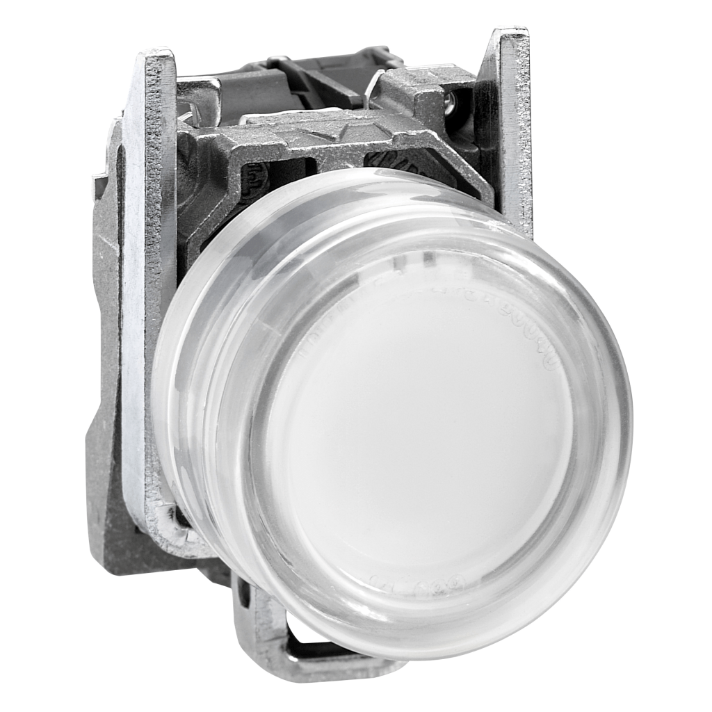 XB4BP183B5EX - Complete illuminated push button, Harmony XB4, metal, flush, white, Ø22 mm, spring return, booted, 24 V AC/DC, 1 NO, ATEX Schneider Electric
