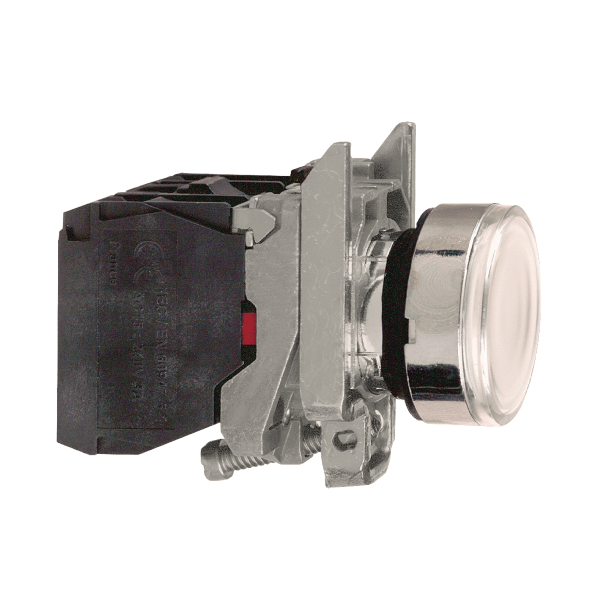 XB4BW3165 — XB4BW3165 - Harmony XB4, Illuminated push button, metal, flush, white, Ø22, spring return, <= 250 V, 1 NO + 1 NC Schneider Electric
