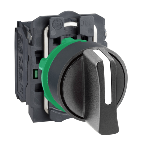 XB5AD33 — XB5AD33 - Harmony XB5, Selector switch, plastic, black, Ø22, 3 positions, stay put, 2 NO Schneider Electric