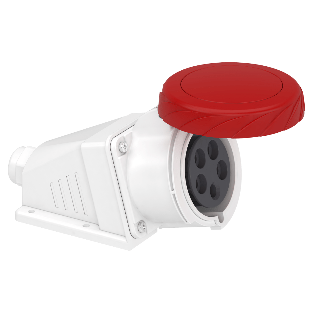 PKF32W735 - PratiKa socket - screw - angled - 32A - 3P + N + E - 380...415 V AC - wall Schneider Electric