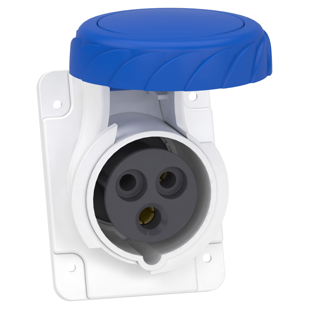 PKY16F723 - PratiKa socket - fast - angled - 16A - 2P + E - 200...250 V AC - panel Schneider Electric