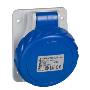 PKY32F725 - PratiKa socket - fast - angled - 32A - 3P + N + E - 200...250 V AC - panel Schneider Electric