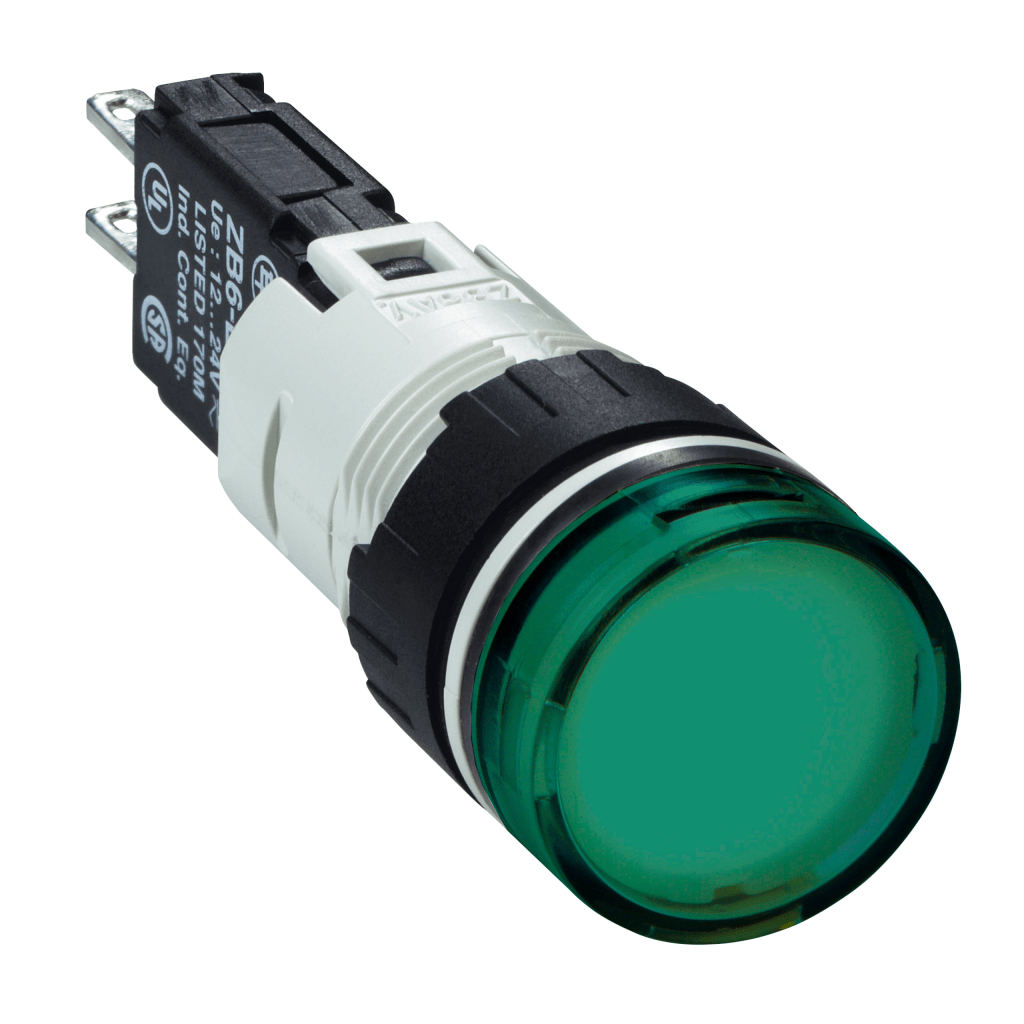 XB6AV3BB - Complete pilot light, Harmony XB6, green Ø 16 with integral LED 12...24 V Schneider Electric