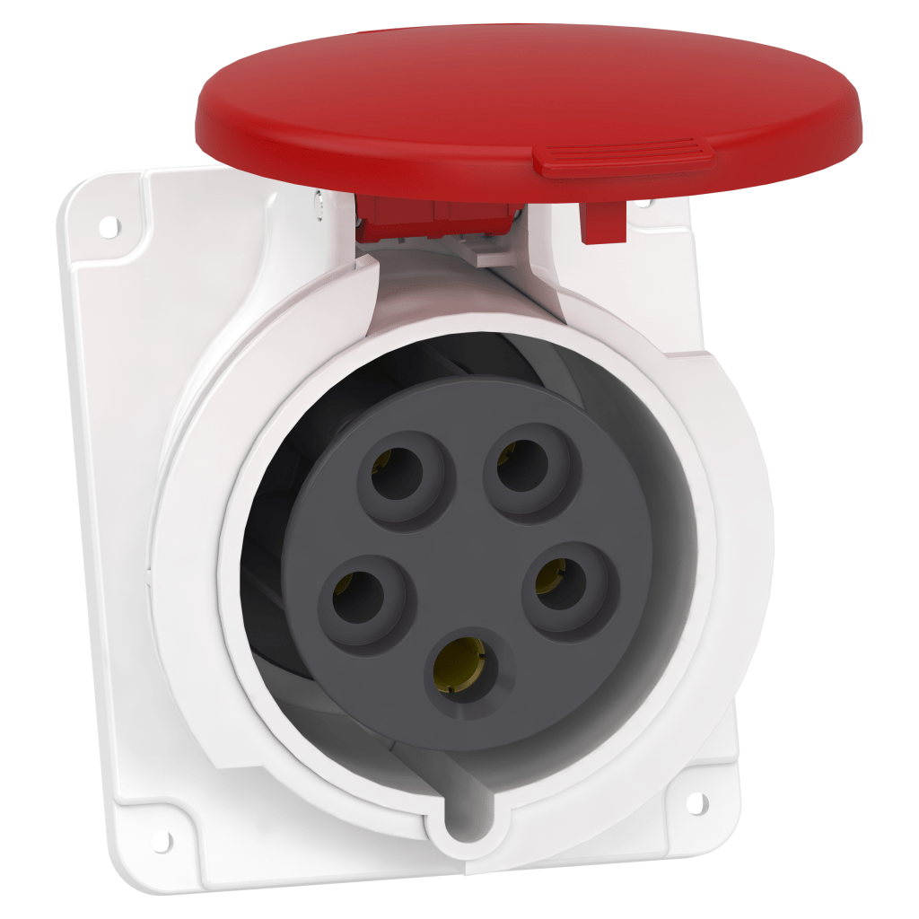 PKY32F435 - PratiKa socket - fast - angled - 32A - 3P + N + E - 380...415 V AC - panel Schneider Electric