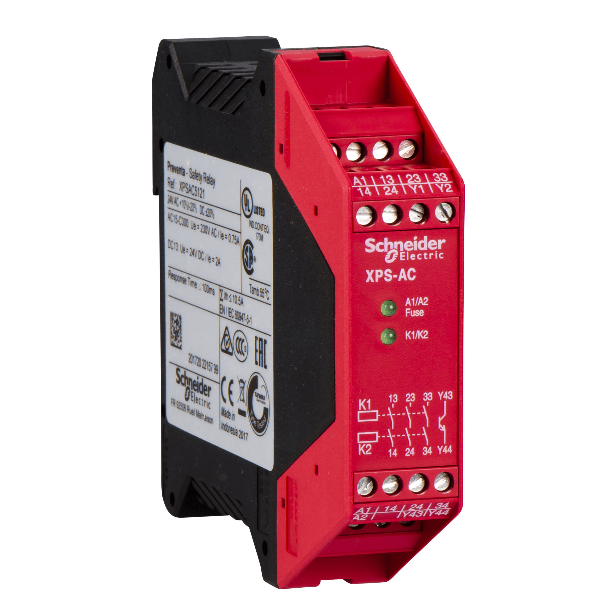 XPSAC5121 - module XPSAC, Emergency stop, 24 VAC and VDC Telemecanique