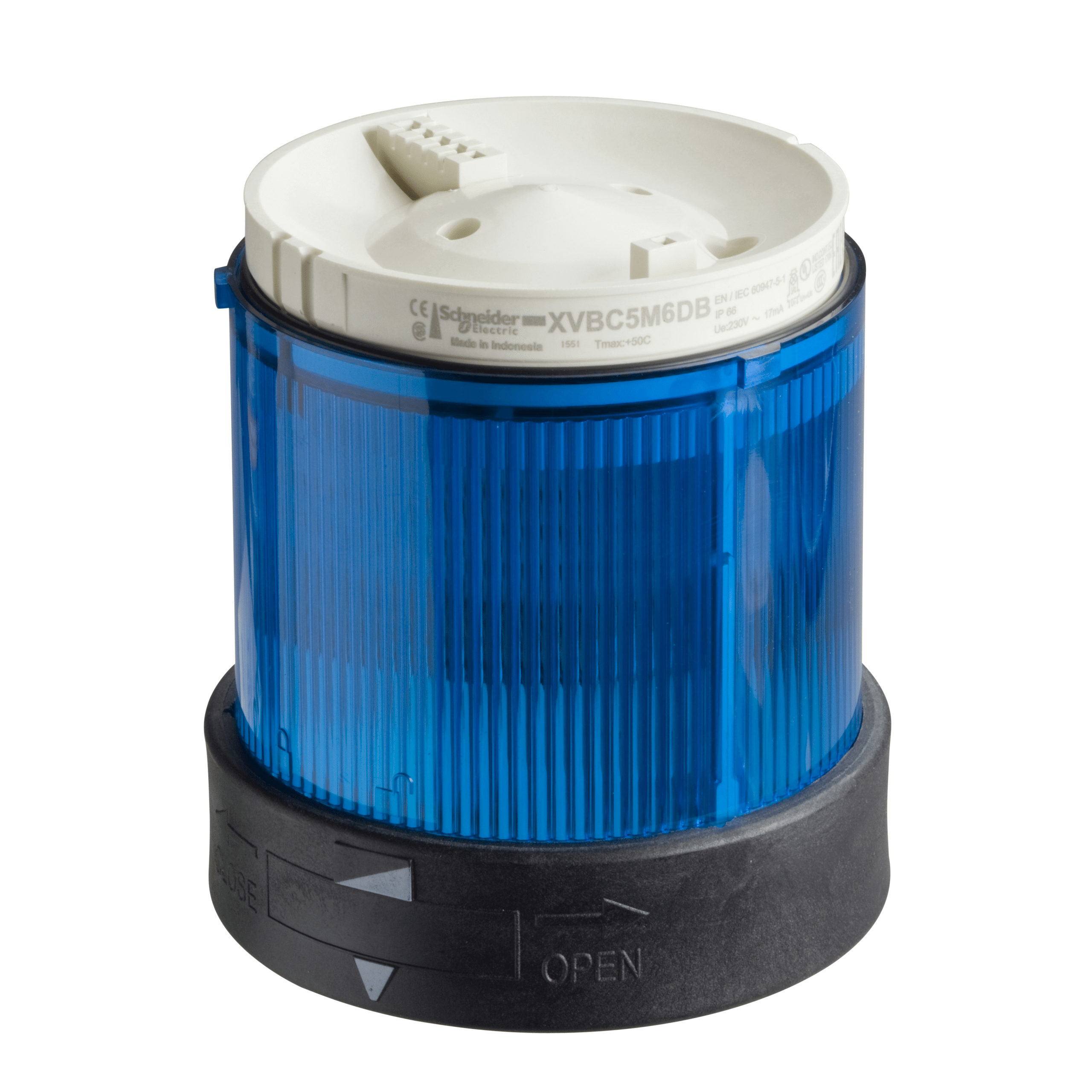 XVBC5M6 - Harmony XVB, Illuminated unit for modular tower lights, plastic, blue, Ø70, flashing, integral LED, 230 V AC Schneider Electric
