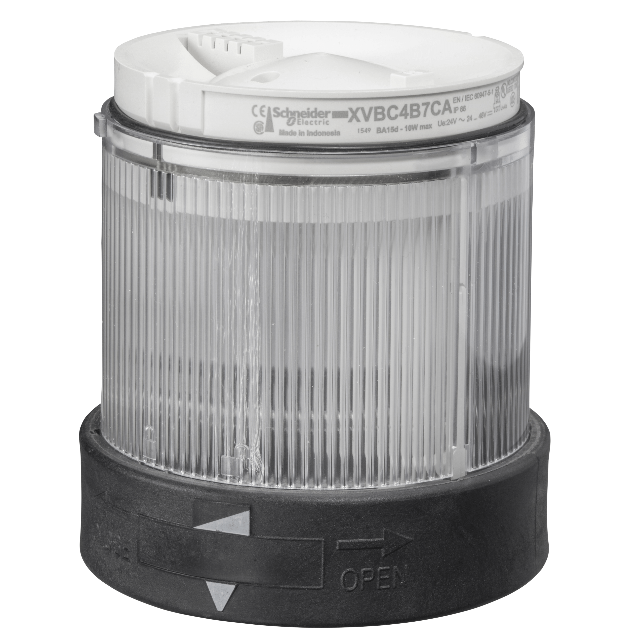XVBC2B7 - Harmony XVB, Illuminated unit for modular tower lights, plastic, clear, Ø70, steady, integral LED, 24 V AC/DC Schneider Electric