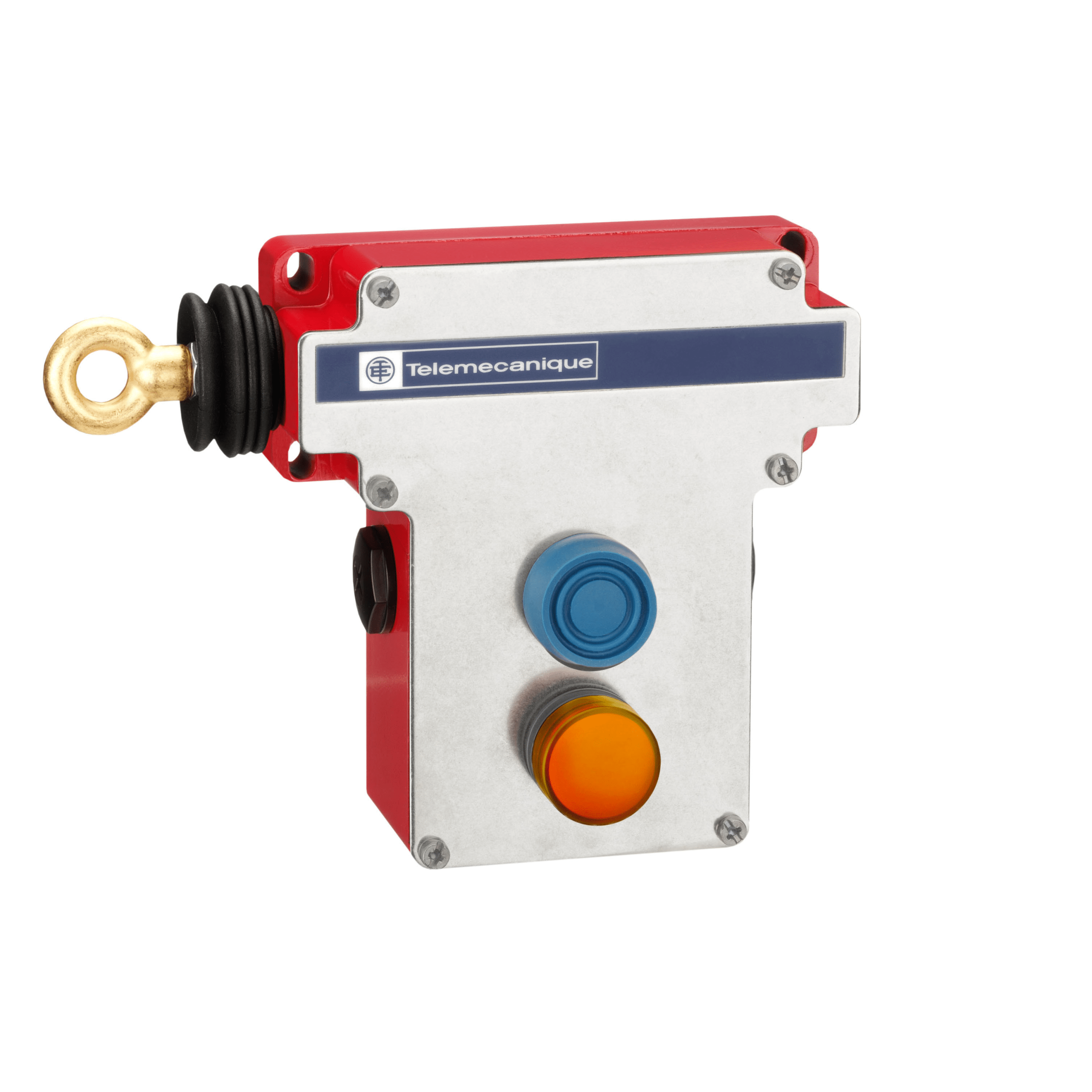 XY2CE2A297 - Latching emergency stop rope pull switch, Telemecanique Emergency stop rope pull switches XY2C, LH side, 2NC+2NO, pilot light 230 V Telemecanique Sensors