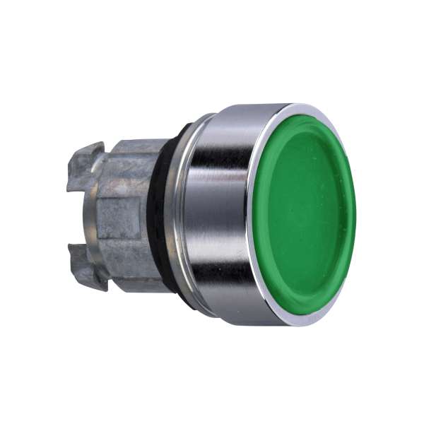 Head for non illuminated push button, Harmony XB4, green flush pushbutton Ø22 mm spring return unmarked