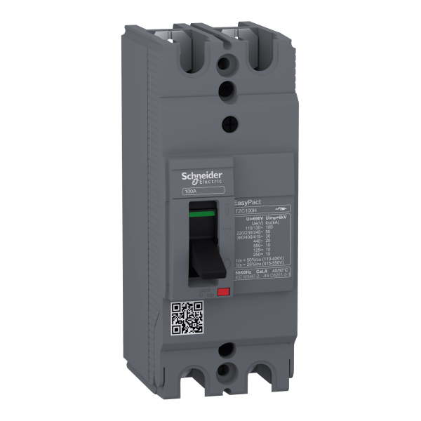 EZC100H2016 — EZC100H2016 - circuit breaker Easypact EZC100H - TMD - 16 A - 2 poles 2d Schneider Electric