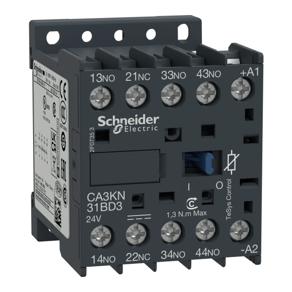 TeSys K control relay - 3 NO + 1 NC - <= 690 V - 24 V DC standard coil Schneider Electric