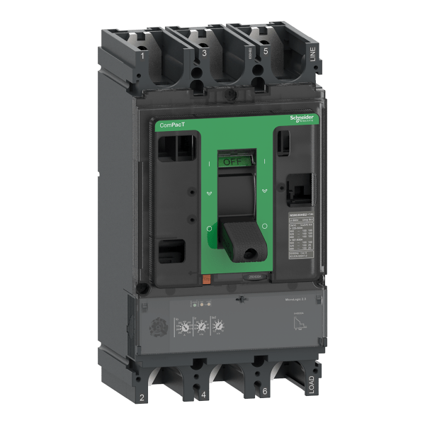 C63H32D630 — C63H32D630 - Circuit breaker ComPacT NSX630H, 70kA at 415VAC, MicroLogic 2.3 trip unit 630A, 3 poles 3d Schneider Electric