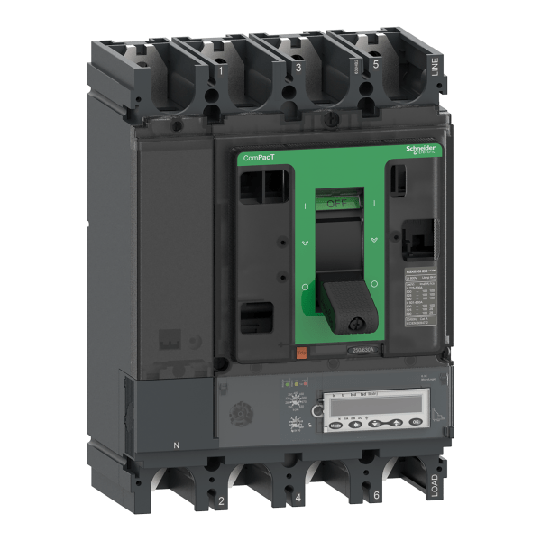 C40W46E400 — C40W46E400 - Circuit breaker ComPacT NSX400HB2, 100kA at 690VAC, MicroLogic 6.3 E trip unit 400A, 4 poles 4d Schneider Electric