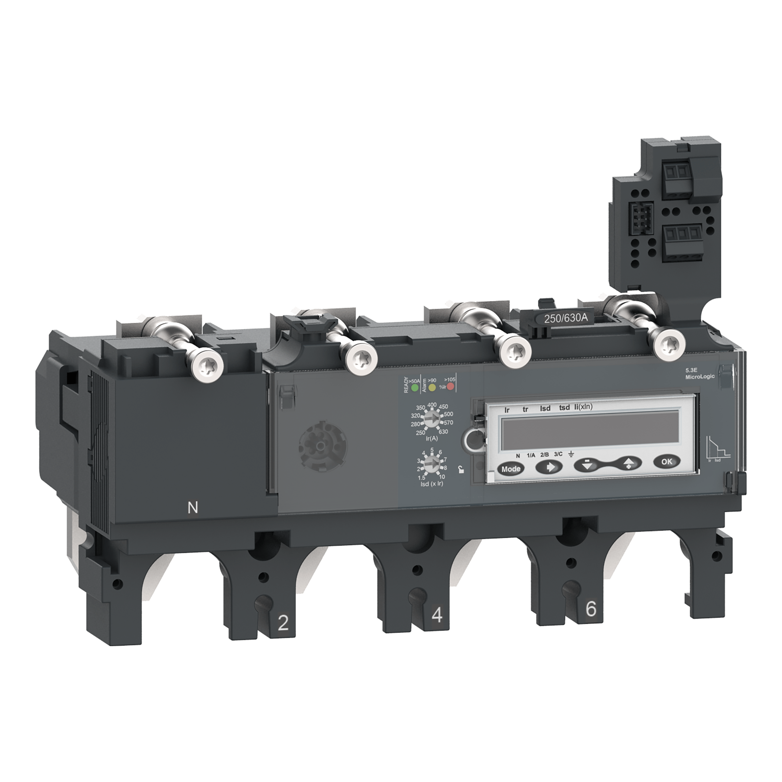 C6345E630 - trip unit MicroLogic 5.3 E for ComPacT NSX 630 circuit breakers, electronic, rating 630A, 4 poles 4d Schneider Electric