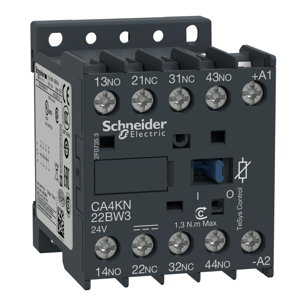 CA4KN22BW3 - TeSys K control relay - 2 NO + 2 NC - <= 690 V - 24 V DC low consumption coil Schneider Electric