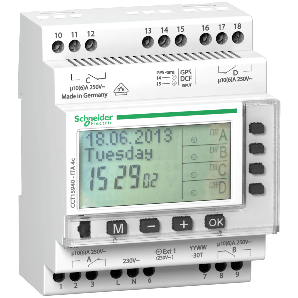 Acti9 - ITA - 4C yearly time switch - 24 hours + 7 days + year Schneider Electric