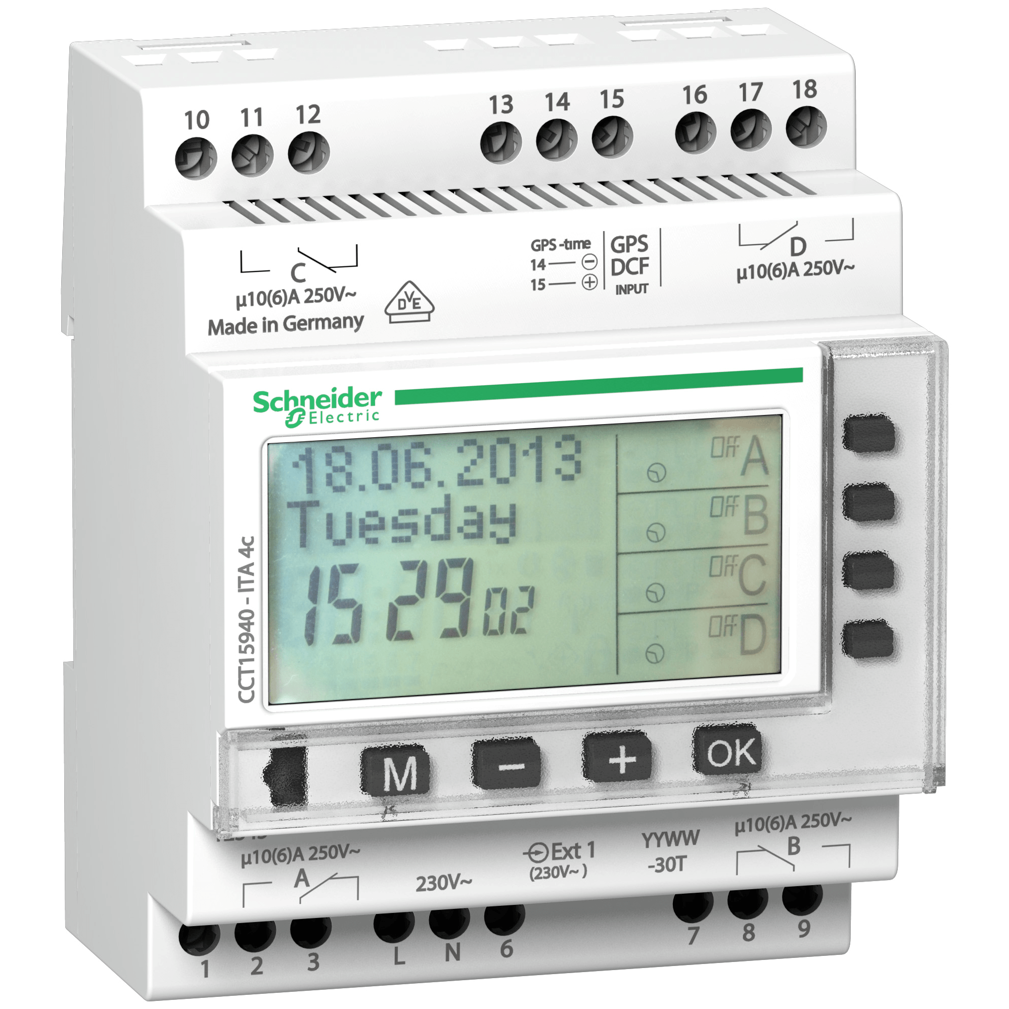 CCT15940 - Acti9 - ITA - 4C yearly time switch - 24 hours + 7 days + year Schneider Electric