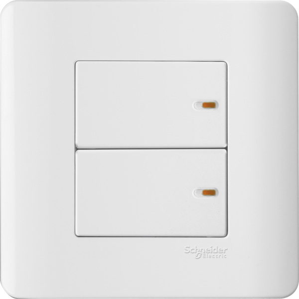 E8432_1_WE — E8432_1_WE - 16 A X/20 A 2 Gang 1 way full - flat switch with ON indicator White Schneider Electric