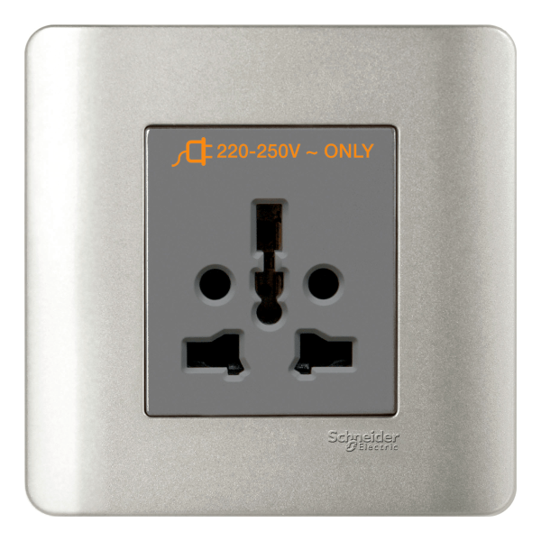 E84426_16TS_SA — E84426_16TS_SA - 16A 250V 1 Gang International Socket, Silver Satin Schneider Electric