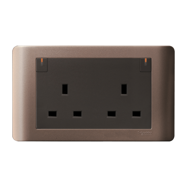 E84T25_SZ — E84T25_SZ - 13A Twin Gang Switched Socket with Ondicator, Silver Bronze Schneider Electric