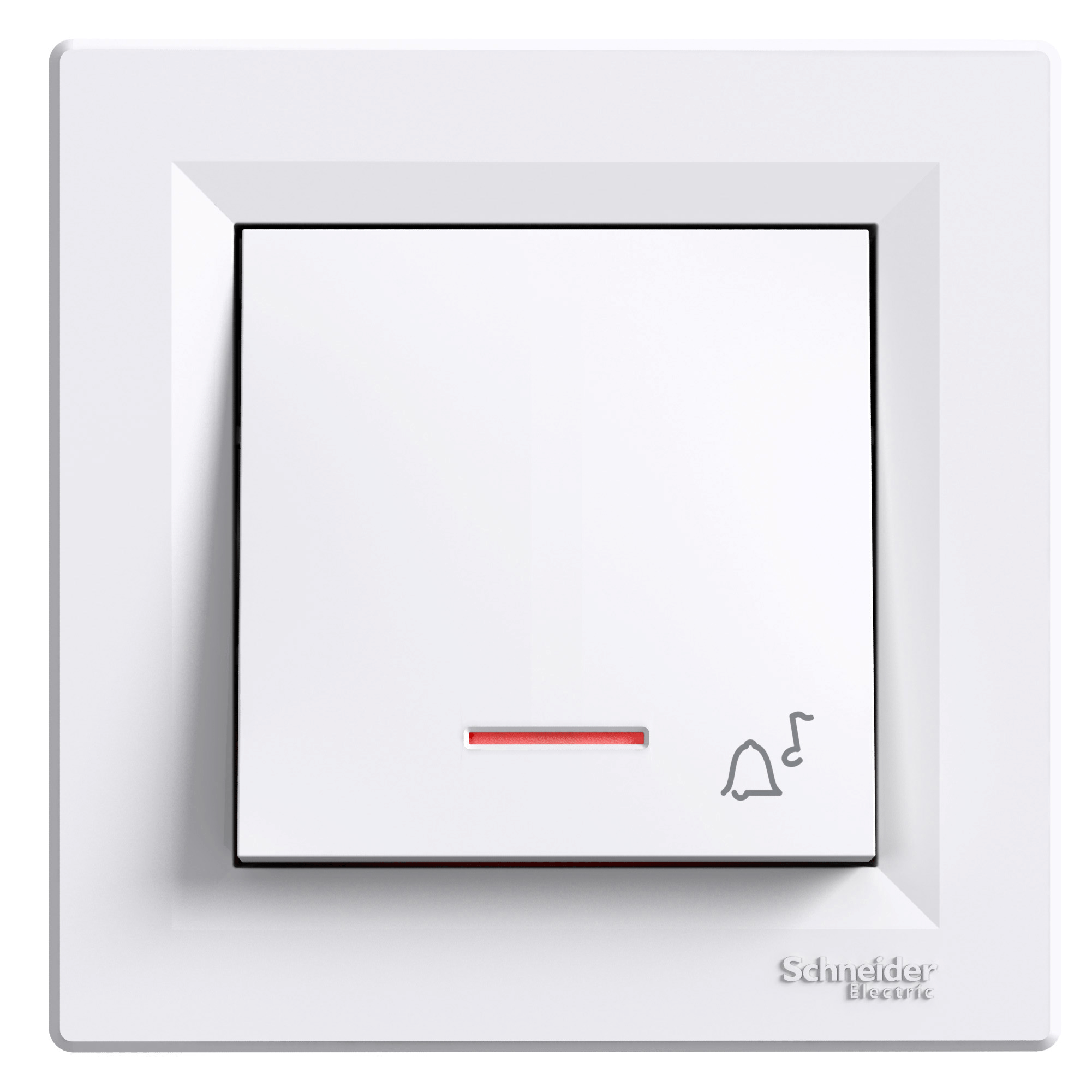 EPH1700121 - Asfora - 1pole pushbutton -10A screwless, locator light, bell symbol, white Schneider Electric