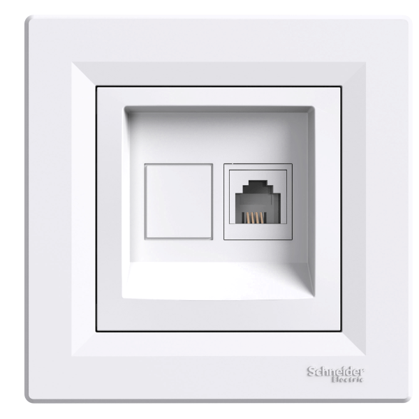 Asfora, telephone socket, RJ11, white Schneider Electric
