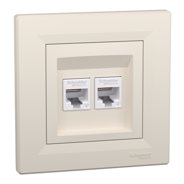 Asfora - double Data socket - RJ45 cat.6 UTP cream Schneider Electric