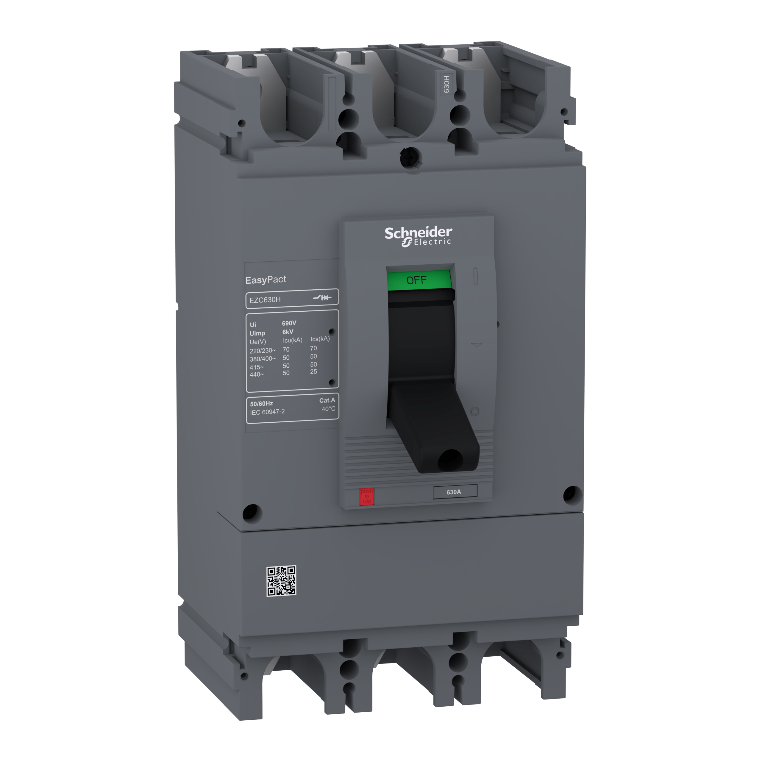 EZC630H3500N - circuit breaker Easypact EZC630H - TMD - 500 A - 3 poles 3d Schneider Electric