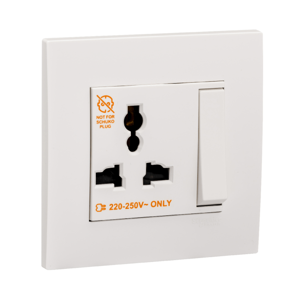 KB113LS_WE — KB113LS_WE - Vivace 13A 250V 1Gang 3Pin Dolly Switched Universal Socket,White Schneider Electric