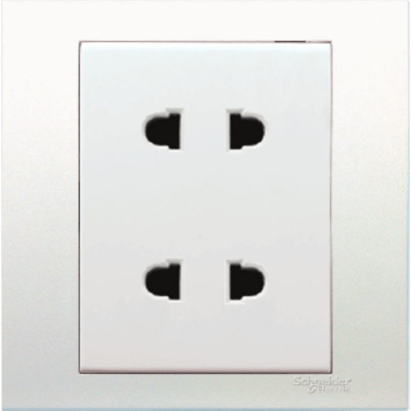 Vivace 10A 250V 2gang 2-Pin Universal Socket,White Schneider Electric