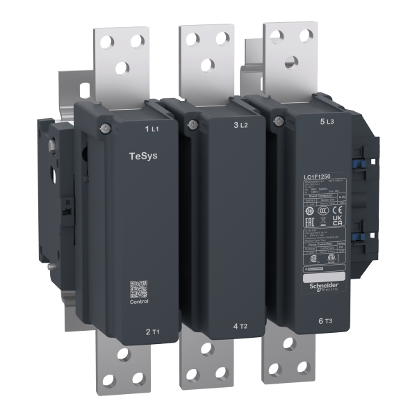 LC1F1250 — LC1F1250 - TeSys F contactor, 3 pole (3 NO)-AC-1 <= 440V 1260 A with coil LX1/ LX9, 110-600VAC 40/400Hz, LX4, 48-250VDC Schneider Electric