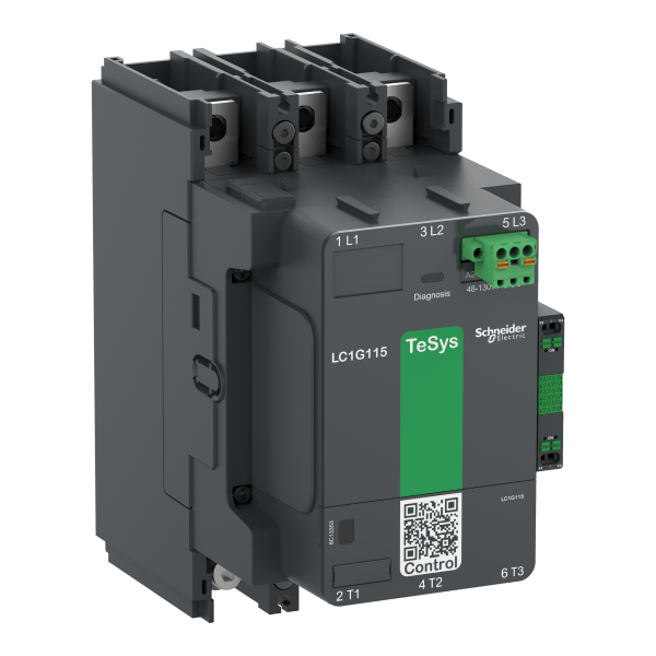 High power contactor, TeSys Giga, 3 pole (3NO), AC-3 <=440V 115A, standard version, 48…130V wide band AC/DC coil Schneider Electric