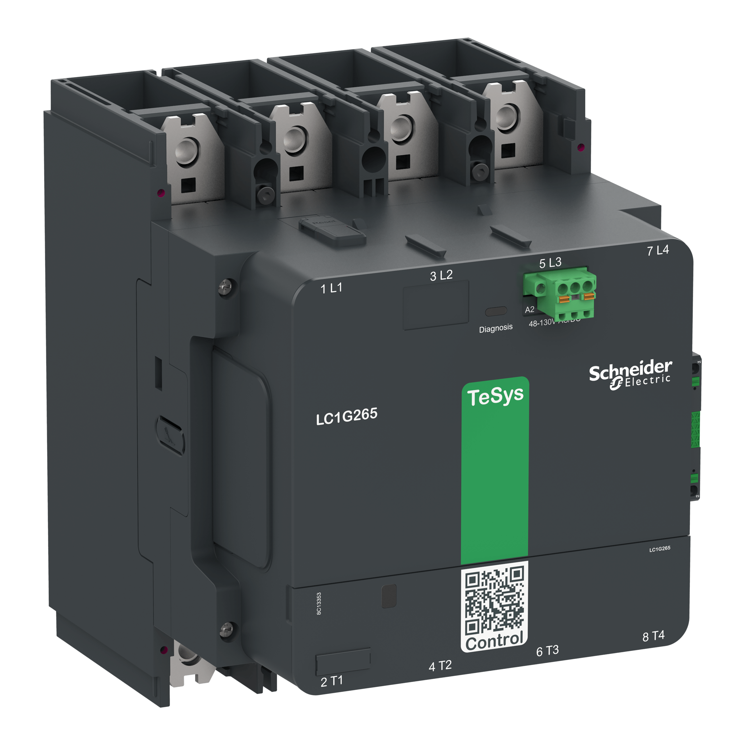 LC1G3304EHEN - High power contactor, TeSys Giga, 4 pole (4NO), AC-1 <=440V 440A, standard version, 48…130V wide band AC/DC coil Schneider Electric