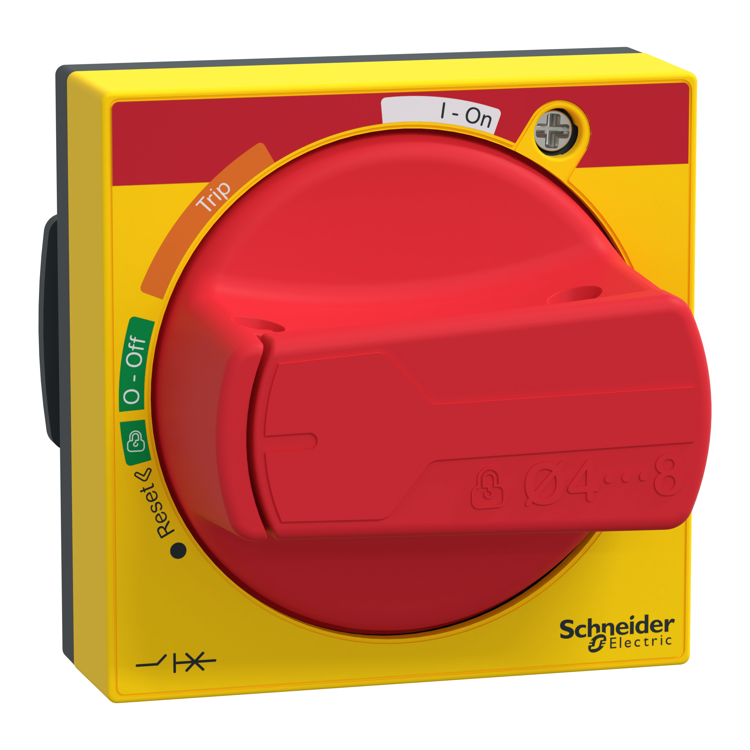 LV426998T - Universal handle for rotary handle, ComPacT NSXm, red handle on yellow front, IP54 Schneider Electric